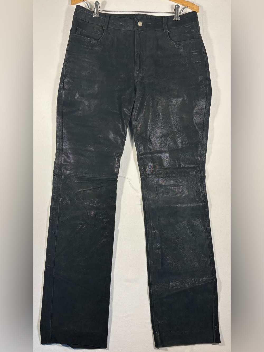 Vintage Guess Women’s 8 Genuine Black Leather Pants with light snakeskin & lined